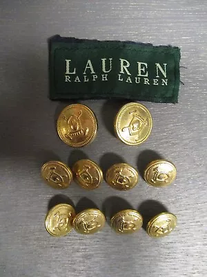 Ralph Lauren Gold Metal Polo Helmet Blazer Replacement Button Set 10 • $39.99