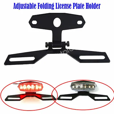 Motorcycle Folding License Plate Bracket Tag Taillight Holder ATV Dirt Bike Dual • $7.51