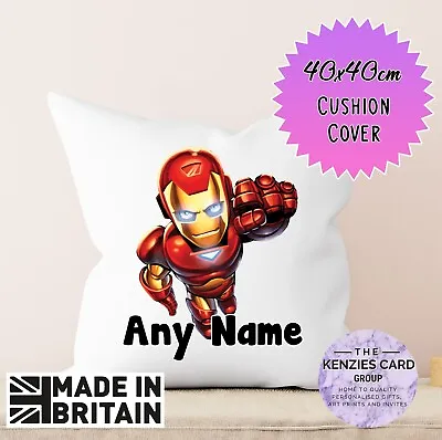 Personalised Marvels Iron Man Super Hero Pillowcase Cover Cushion 40x40cm V1 • £6.55