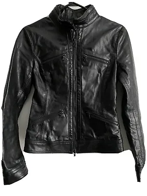 M0851 Black Leather  Moto Jacket Size 0 Never Worn! • $47.34