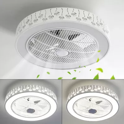 22'' Modern Ceiling Fan Remote Control Dimmable LED Light Flush Mount Chandelier • $49