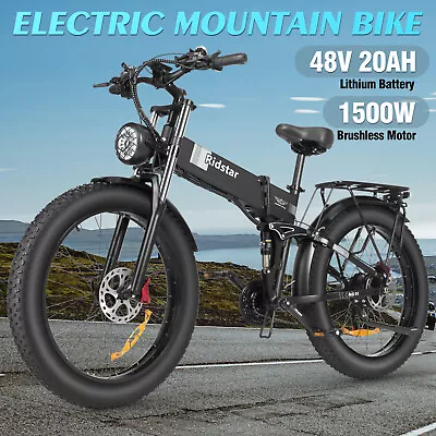 Ridstar 1500W Electric Bike For Adult 26” Fat Tire 48V 20A Battery Mountain Bike • $1038.99