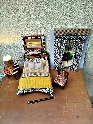 £138.77 • Buy Miniature 1/12 Bedroom Set Animal Print Furniture Dollhouse Unique OOAK