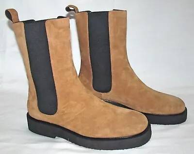 $340 • Buy New STAUD Palamino Brown Suede Leather Chelsea Lug Boots Womens Size 40 US 10