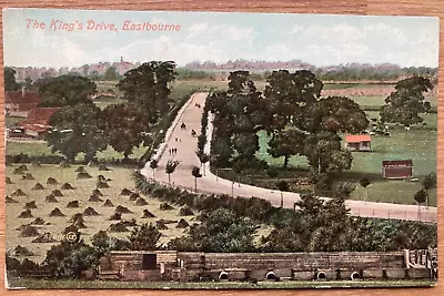 KING'S DRIVE EASTBOURNE Antique C1910 VALENTINE'S Colourised Photograph Postcard • £2.95