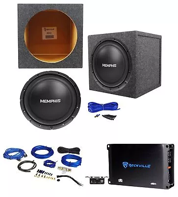 Memphis Audio SRX1244 12  500w SRX Subwoofer+Sealed Box+Mono Amplifier+Amp Kit • $219.85