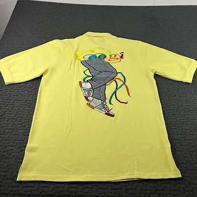 COOGI Shirt Mens 3XL Yellow Polo Embroidered Logo Short Sleeve Hip Hop Slim Fit • $29.99