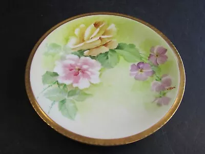 VTG Ginori Artist Signed Florals Decorated Porcelain Plate Italy • $15