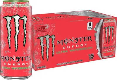 Monster Energy Ultra Watermelon Energy Drink Sugar Free 16 Ounce (Pack Of 15)  • $45.25