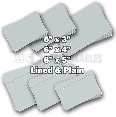 £3.80 • Buy 100 White Record Cards Lined Or Plain. Index/Flash/Revision Cards In 3 Sizes