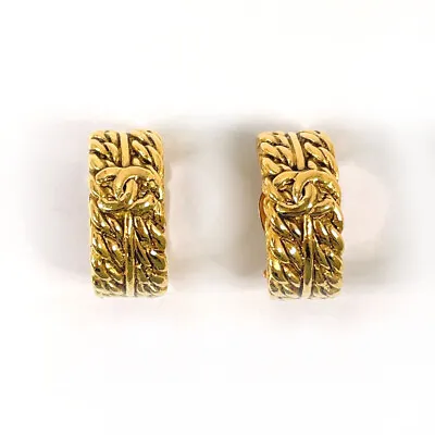 $550 • Buy CHANEL Earring Chain COCO Mark Metal Women Vintage Accessories Jewellery