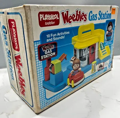 Vintage Collectible Playskool Weebles Gas Station Playset W/ Box & Extra Weebles • $44.99