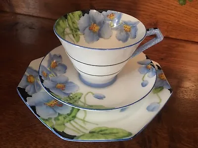 £20 • Buy Paragon Bone China Art Deco Trio Tea Cup Saucer Side Plate Hand Painted Poppy
