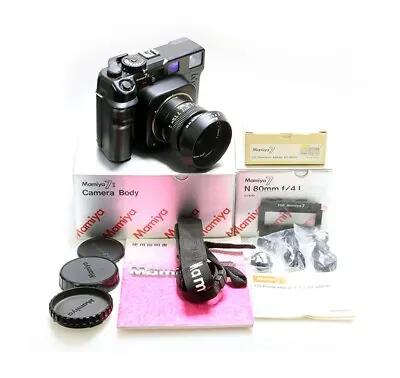 [FedEx]Mamiya 7 II Black Body+80mm F4 Lens And 35mm Film Panoramic Adapter • $6199
