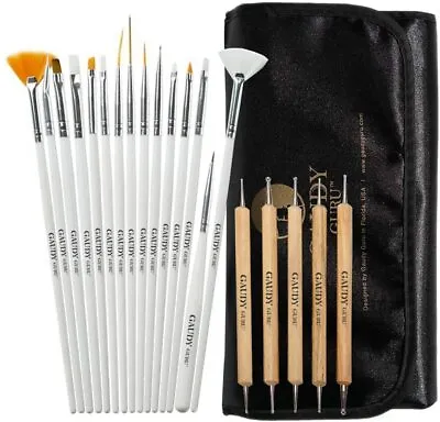 20pc Professional Nail Art Design Painting Detailing Marbleizing Brushes Kit • $19.95