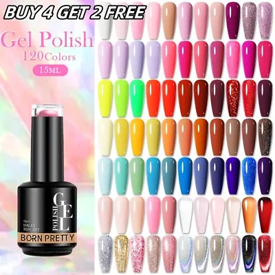 BORN PRETTY 15ml Gel Nail Paint Glitter Magnetic SoakOff UV LED Top Base Gellar • $3.40