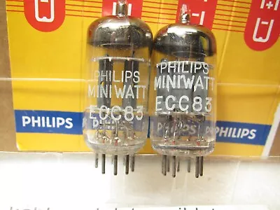 12ax7 Ecc83   Philips Miniwatt / Amperex  Platinum Matched Pair    Tv7 Tested • $197.47