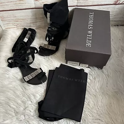 Thomas Wylde Sandals BLACK LEATHER & SKULLS  Size 8 Box Dust Bags • $199.99