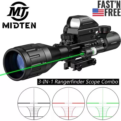 4-16x50 AO Tactical Rangefinder R&G Reticle Rifle Scope Green Laser & Dot Sight • $68.99