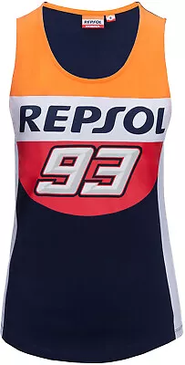 TOP Repsol Honda Tank Tee Bike Ladies MotoGP Marc Marquez 93 Motorcycle UK16 US • $36.99
