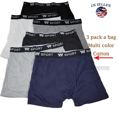 3 Pack Men's Cotton Underwear TAGless Boxer Briefs With Comfort Flex Waistband • $9.59