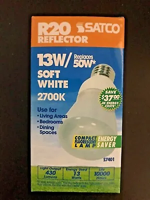 Satco S7401 R20 Reflector Soft White Light 13w 50w Equiv Fluorescent Bulb 2700k • $5.99