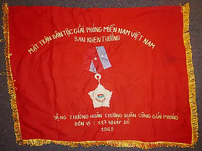 Rare 1969 VC Flag - VIET CONG - VC AIRBORNE SPECIAL FORCES - Vietnam War - F.23 • $150