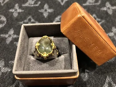 Man’s Ring With Oval Cabochon-cut Natural Unheated Burmese Green Sapphire27.25ct • $3950