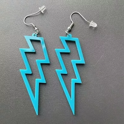 NEON LIGHTNING Flash Earrings Funky Kitsch 80s 90s Punk Rock Bolt UK Celebration • £2.75