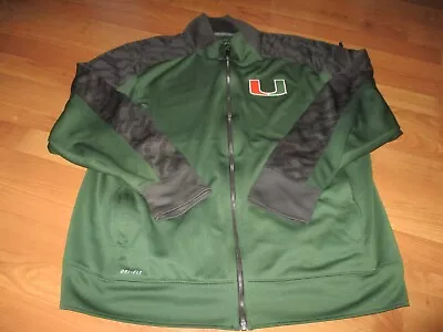 Very Nice Mens Nike Dri Fit Miami Hurricanes Full Zip Green Jacket Size Xxl • $29.99