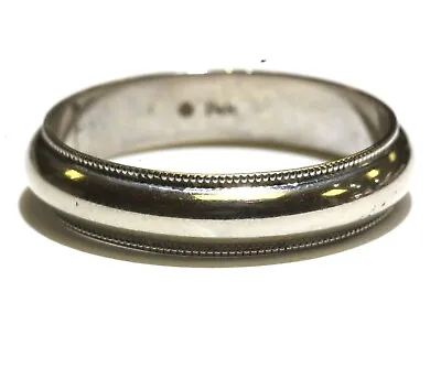 14k White Gold 5mm Milgrain Mens Wedding Band Ring 5g Gents Estate Vintage 10.75 • $274.99