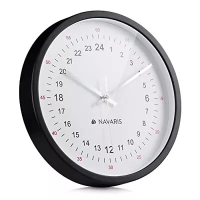 Navaris 24 Hour Analogue Wall Clock - 24 Hour Unusual Quirky Wall Clock With • £20.60