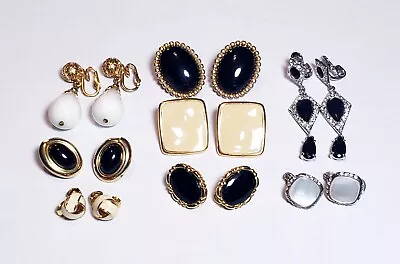 8 Piece Vintage And Modern Monet/Napier B&W Mixed Style Clip-On Earring Lot • £1.01