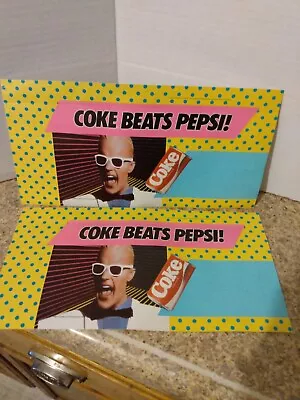2 1987 Max Headroom Coke Beats Pepsi Coca Cola  Display Cards Coke Soda • $9