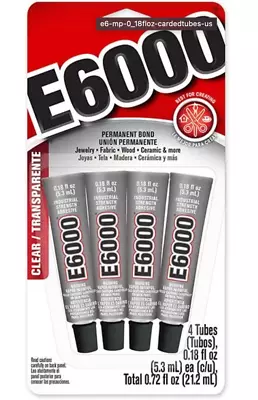 E6000 Mini 4pk - Clear Adhesive - 4 Tubes (7.2g Each) • $15.99