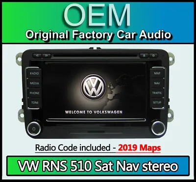 VW RNS 510 Sat Nav Stereo Golf MK6 Navigation CD DVD Radio With Code V16 MAPS • $662.28