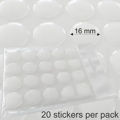 16 Mm 5/8  Clear Transparent Round Epoxy Dome Gel Resin Stickers Self Adhesive • $6.01