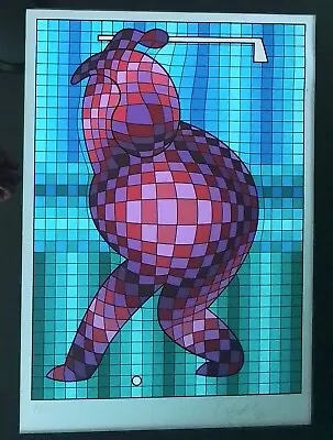 Vintage  Victor Vasarely Signed Golfer Serigraph-look ! • $592.50