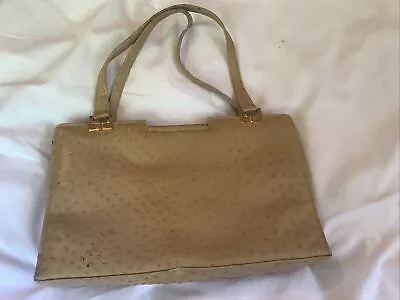 Vintage Ackery London Ostrich Leather Handbag/ Kelly Bag 1950s • £20