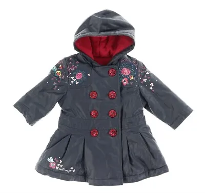 Girls Catimini Winter Coat Flowers Marine Blue Size 6M $160 • $29.75