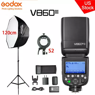 $251.10 • Buy US Godox V860III-S 2.4G TTL HSS Flash Fr Sony+S2 Bracket+120cm Softbox Stand Kit