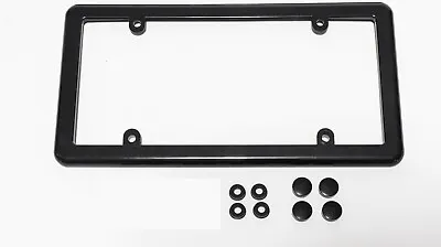 $7.95 • Buy Black License Plate Tag Cover Holder Mounting Frame + (Free) 4 Screw Caps / New