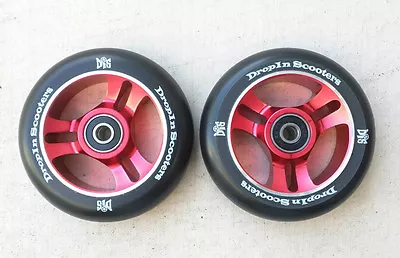 DIS 100mm Red 6 Spoke Metal Core Scooter Wheels[2 Wheels]- W/ABEC-11 Bearings • $34.95