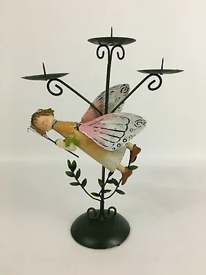 NovSmall Hand Painted Metal Fairy Candelabra Candlestick With Wobbly Spring Legs • £12.99