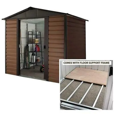 Garden Shed 10 X 12ft Yardmaster Shiplap Woodgrain Apex Metal Shed & Frame • £875.07