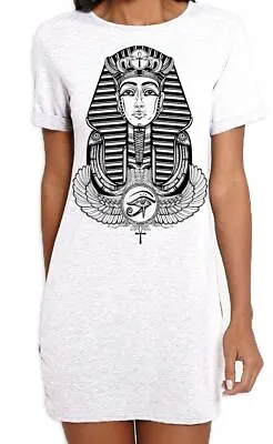 Egyptian Pharoah With Winged Ankh Symbol Women's T-Shirt Dress - Egypt • £22.95