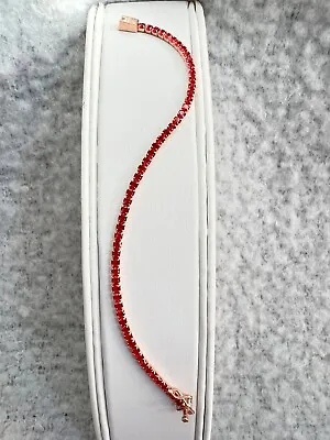 6.75 Ct 3mm Round Lab Created Red Ruby Luxury 7  Tennis Bracelet Gift 925 Silver • $214.99