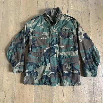 Vtg USA US Military Small Short M65 Woodland Camo Field Jacket Coat Cold Weather • $25