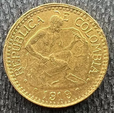 1919 Gold Colombia 5 Pesos Stonecutter Coin • $574.99