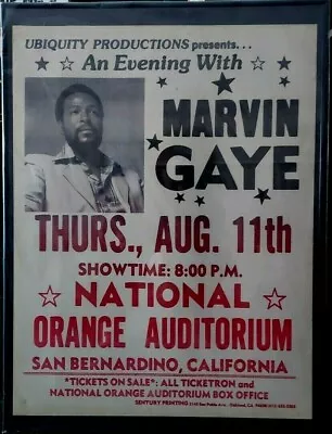 Motown / Marvin Gaye Original Concert Poster UBIQUITY PRODUCTIONS 1977 CALIF. • $575